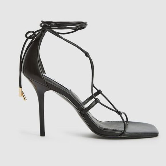 New REISS Kali Black Strappy Wrap Sandals Heels Eu 40 US 10 but Fits 9.5 - Picture 4 of 11